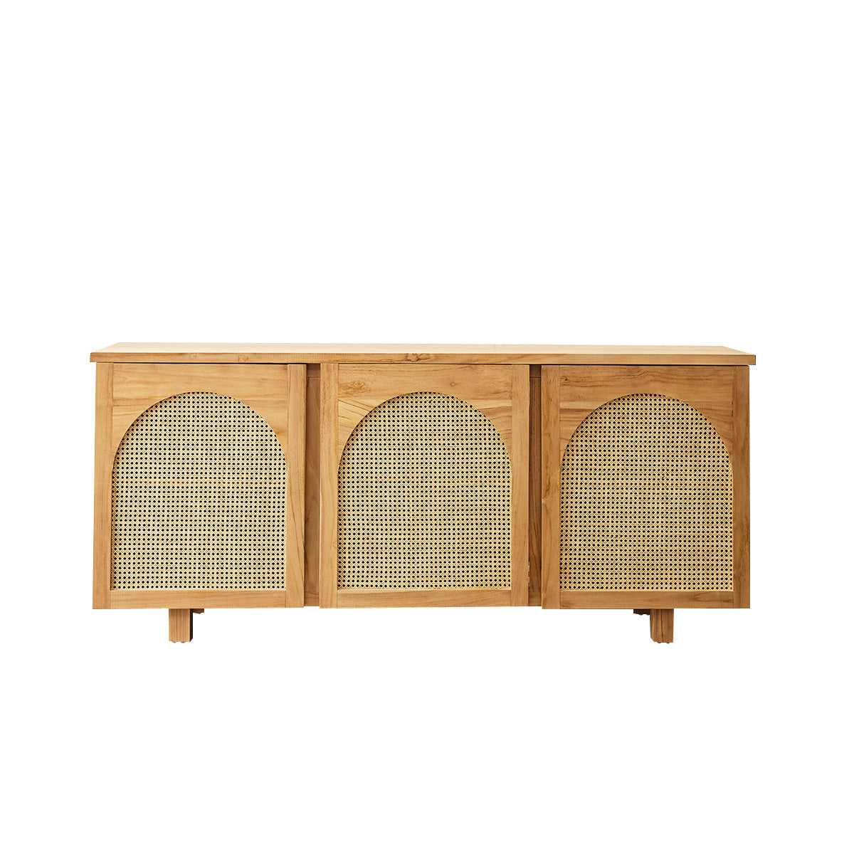 LOÉ - Sideboard aus massivem Teakholz und mit Rohrgeflecht 183 cm