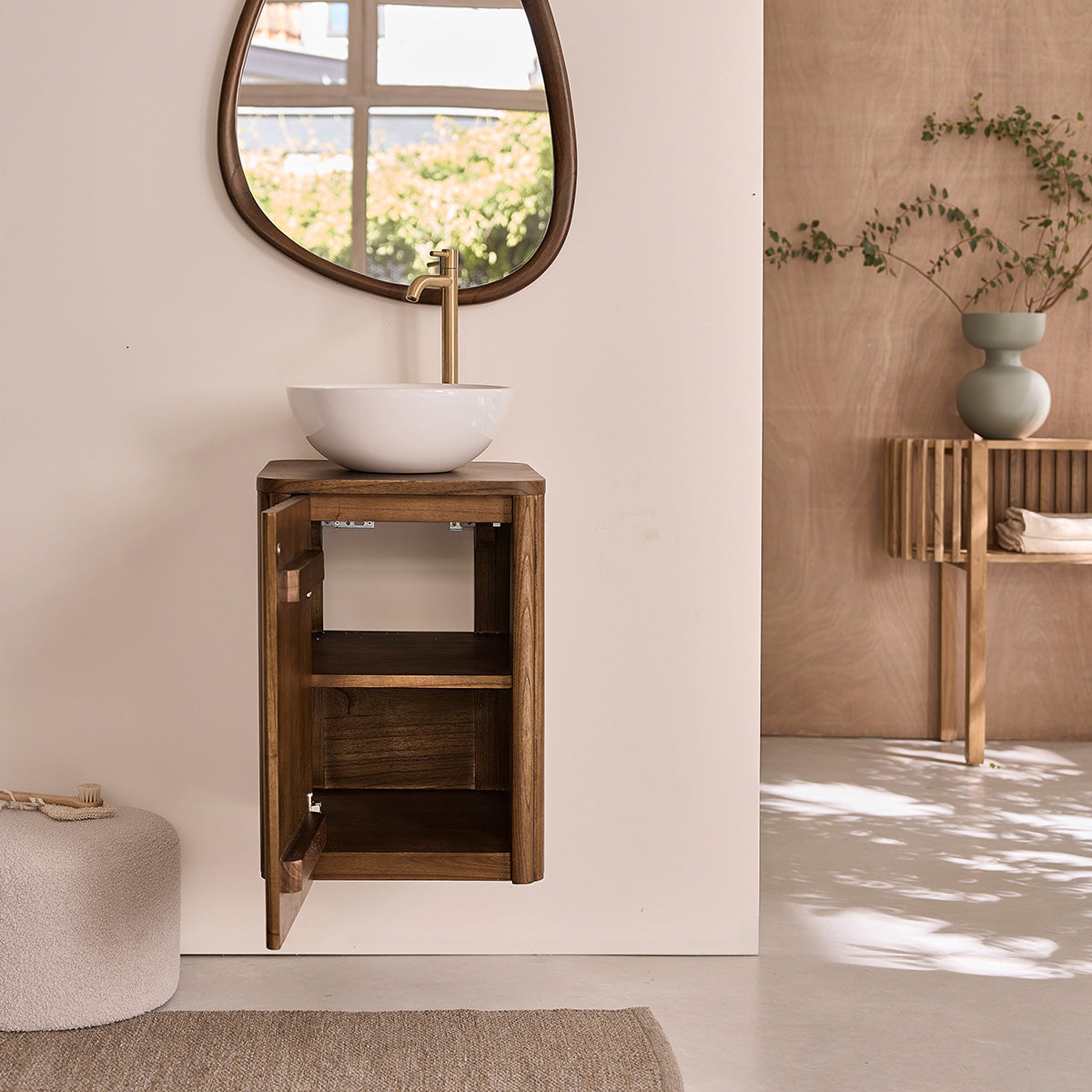 TRINIDAD - Hängendes Handwaschbecken aus Mindi-Holz 40cm