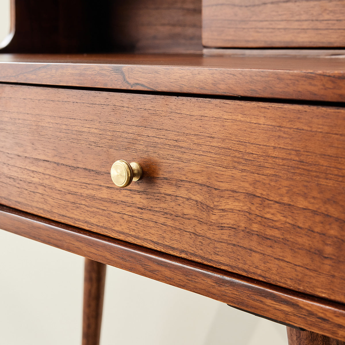 VINTAGE - Schminktisch aus massivem Mindi mit Nussbaum-Oberfläche 90 cm