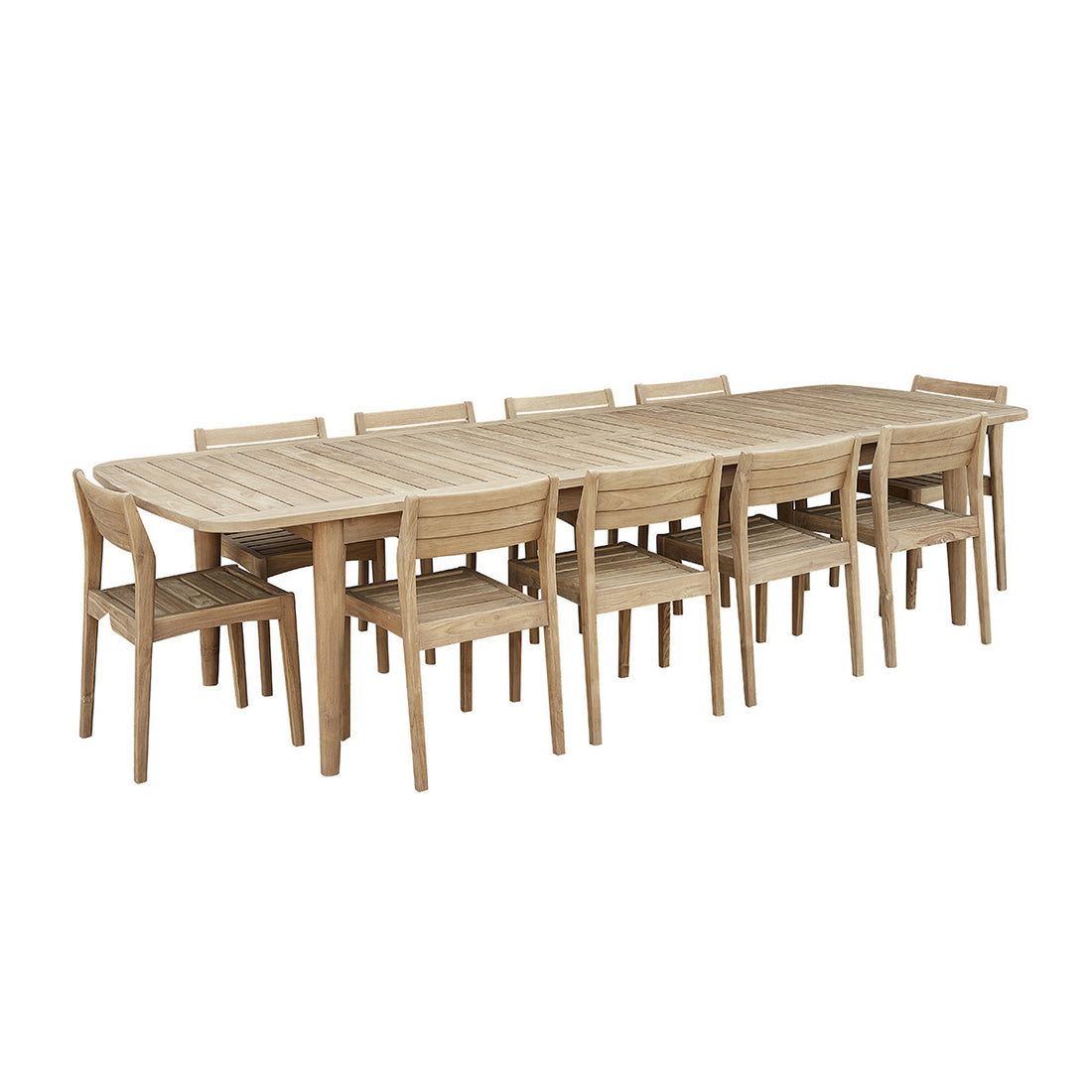 HORTENSE - Ausziehbare Gartenlounge massives recyceltes Teakholz 10/12 Sitze