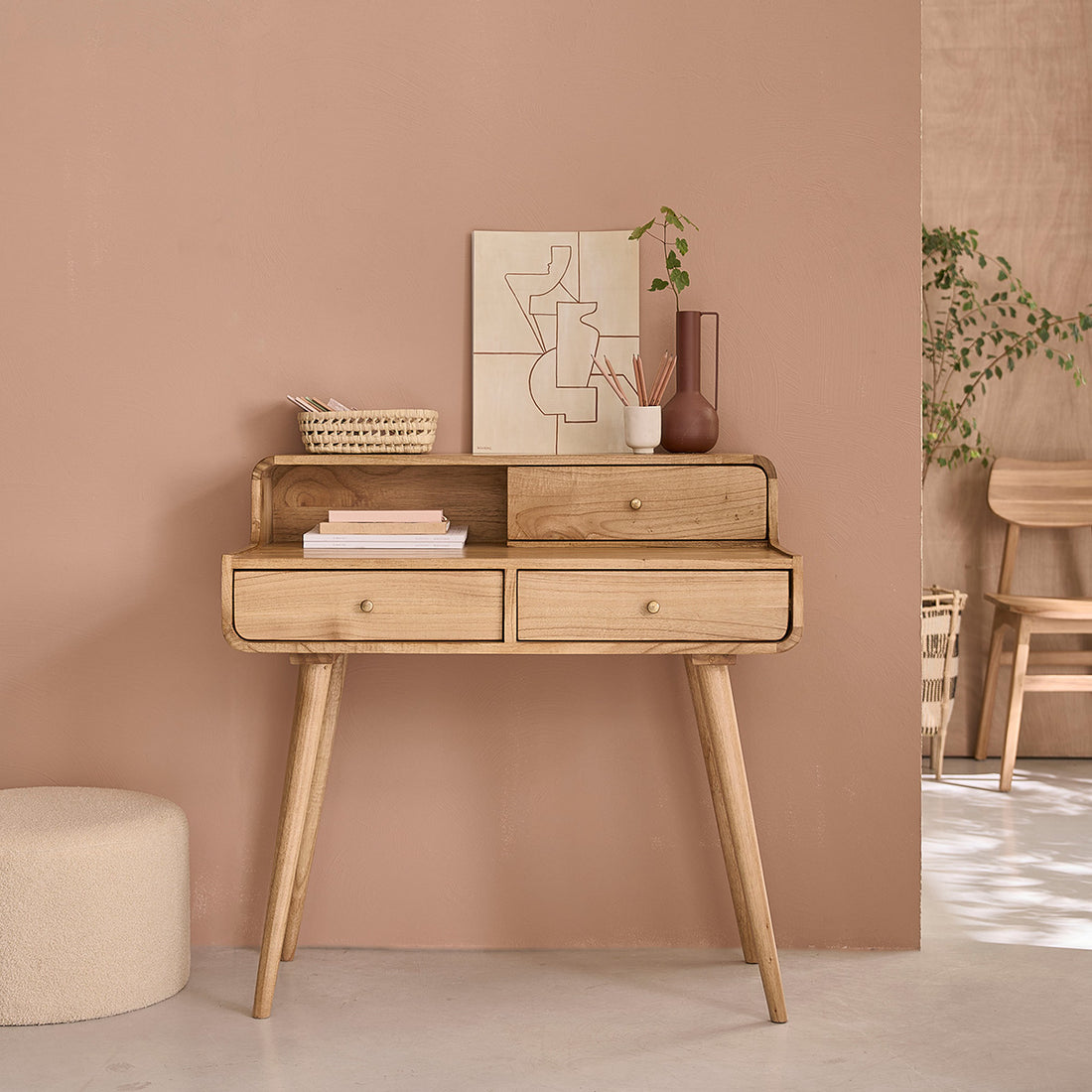 FIFTIES - Schreibtisch aus massivem Mindi 90 cm