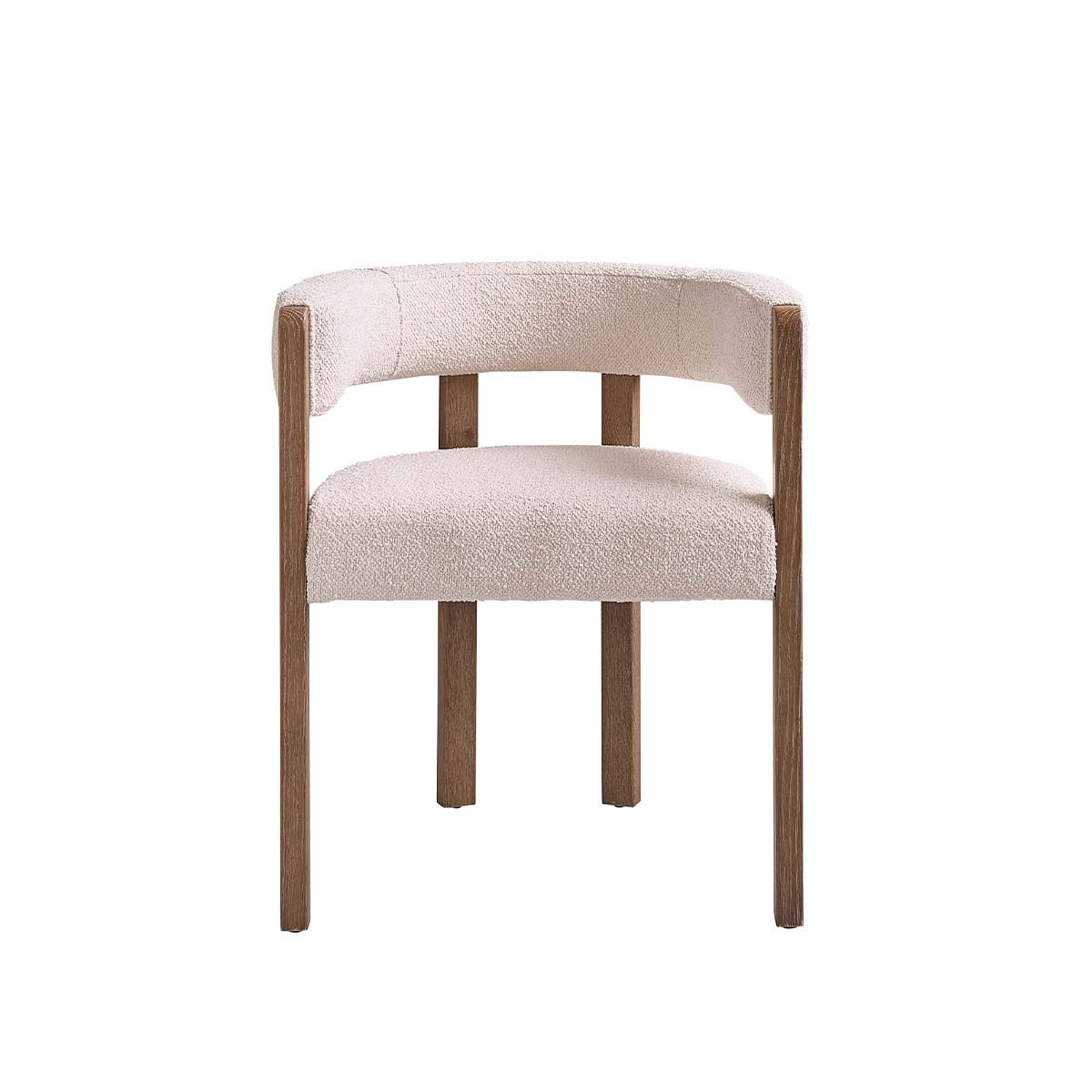 CLÉA - Abgerundeter Stuhl aus massiver Eiche und Bouclé-Stoff