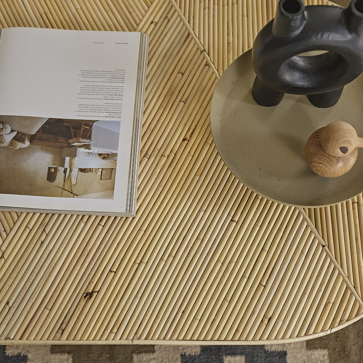 ALMA - Couchtisch aus Rattanrohr 120 cm